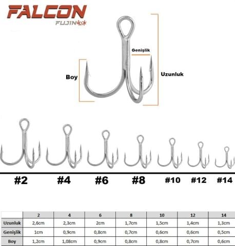 Fujin Falcon Süper Anti-Rust Üçlü Kanca