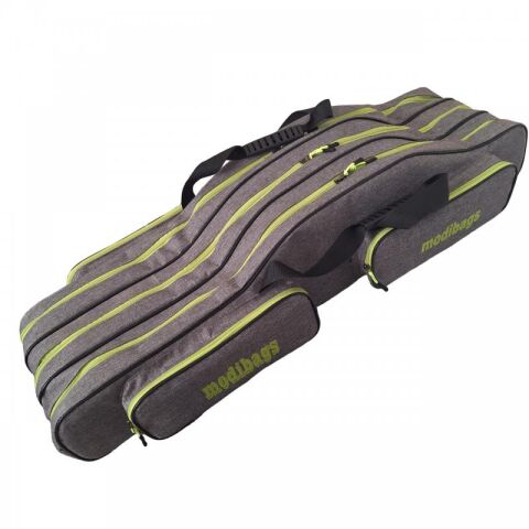 Modibags  120cm  3 Gözlü 4 Cepli Koyu Gri Olta  Kamış Çantaşı