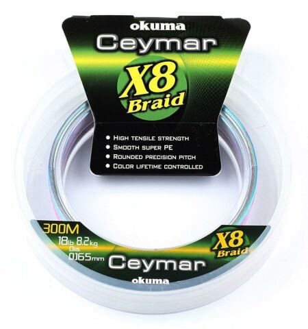 Okuma Ceymar İp 8 kat 0.20mm 300 mt Multicolor İp Misina