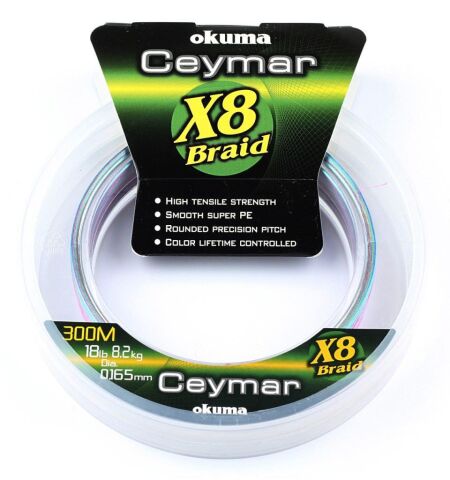 Okuma Ceymar İp 8 kat 0.26mm 300 mt Multicolor İp Misina