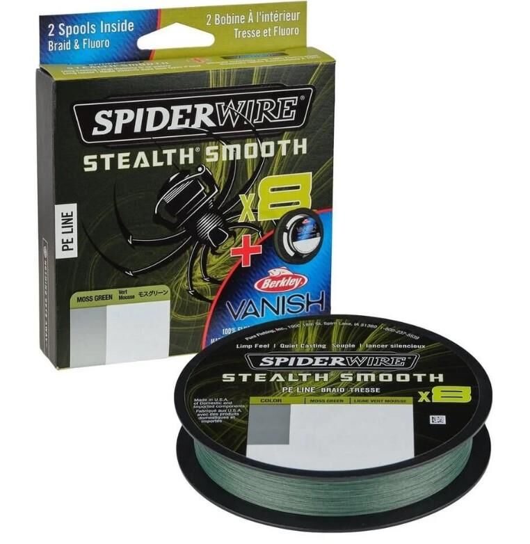 Spider Wire 8 Braid & Fluorocarbon Duo Spool System 150 & 50m Moss Green/Clear 0.09 & 0.25mm