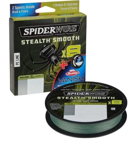 Spider Wire 8 Braid & Fluorocarbon Duo Spool System 150 & 50m Moss Green/Clear 0.09 & 0.30mm