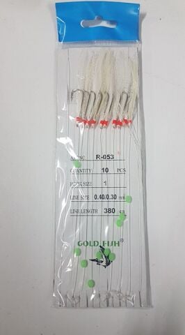 Gold Fish Çapari Beyaz Tüylü Beyaz İğne 10'lu İTHAL ÇAPARİ BEYAZ