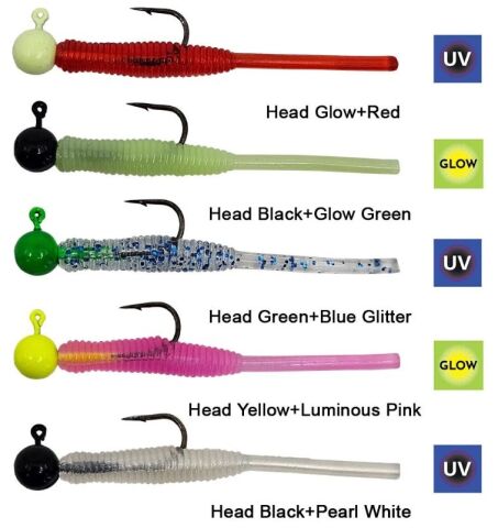 Kendo Hook Worm Jighead+Lrf Silikonu 1gr+4.5cm 5 Adet