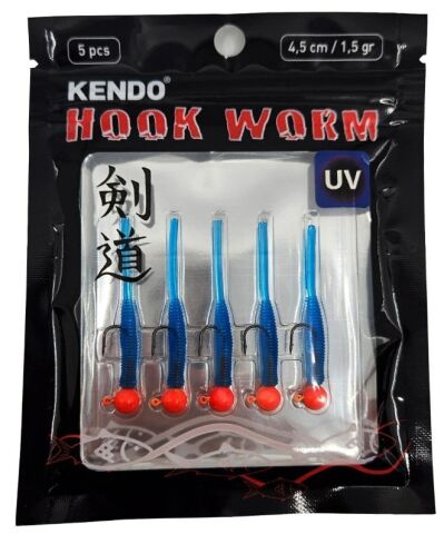 Kendo Hook Worm Jighead+Lrf Silikonu 1.5gr+4.5cm 5 Adet