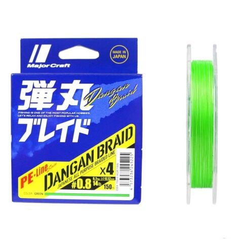 Major Craft Dangan Braid 4X İp Misina PE 0.8 0.12mm 14lb/6.1kg 150mt Yeşil