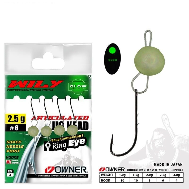 Wily Jig Head Mafsallı Owner İğneli - Glow