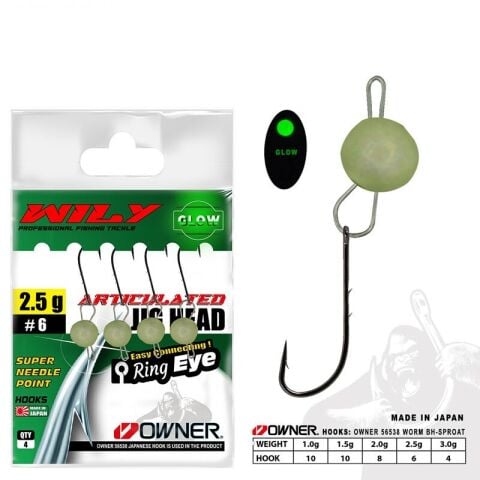 Wily Jig Head Mafsallı Owner İğneli - Glow