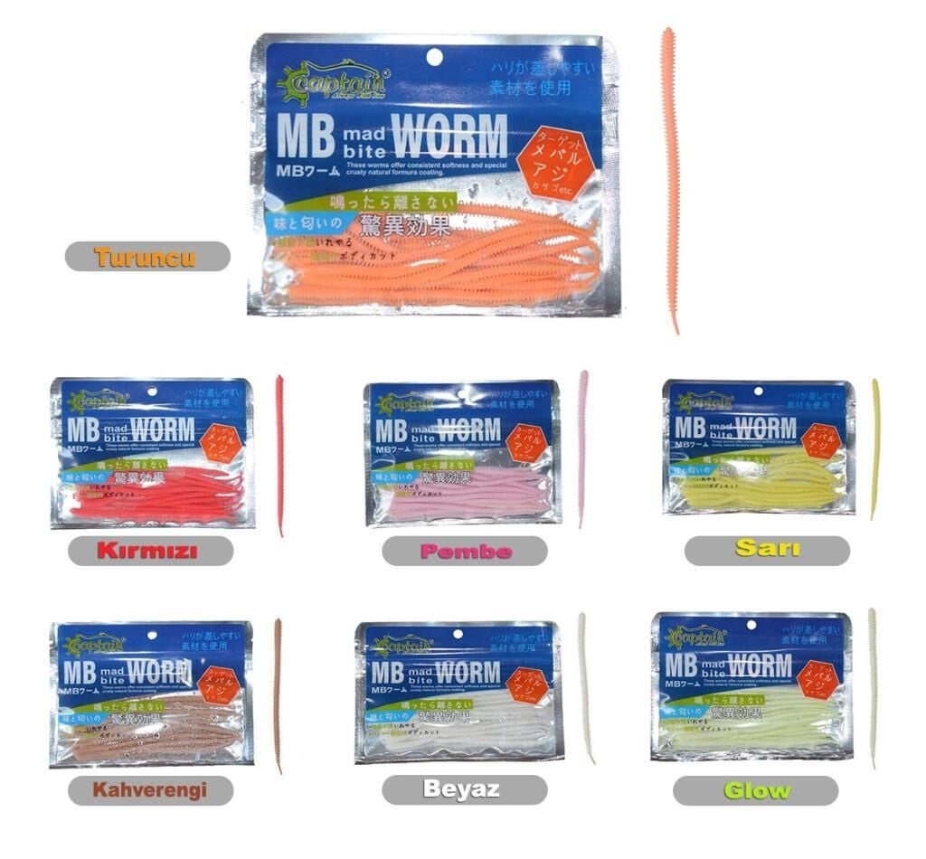 Captain MB Worm XL 10 cm Kokulu Silikon (10 ad)