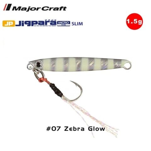 Major Craft Jigpara Micro Slim JPMSL-1.5gr 30mm #07 Zebra Glow