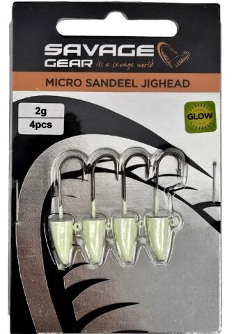 SG LRF Micro sandeel jighead 2 gr #8 4ad GLOW