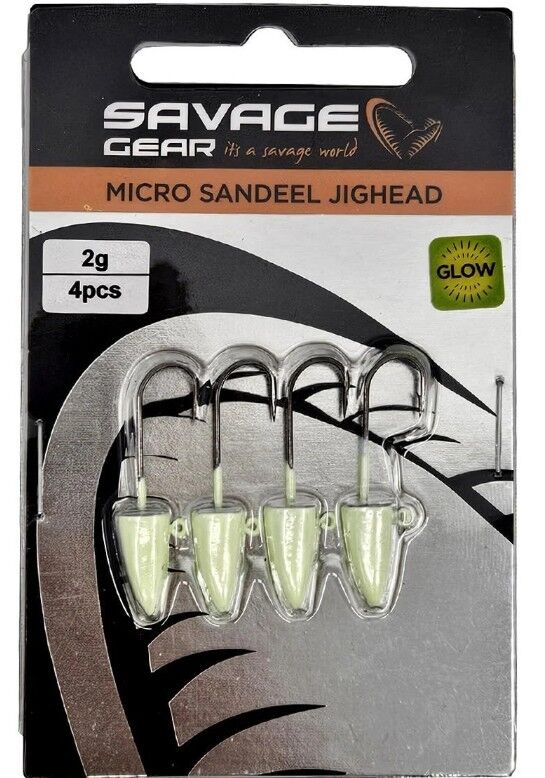 SG LRF Micro sandeel jighead 2,5 gr #8 4ad GLOW