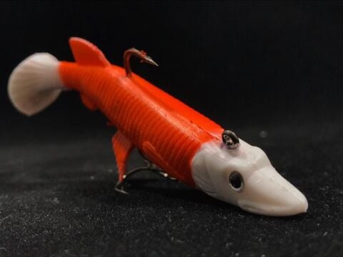 Mutlu Turna Silikonu 10cm 15gr Kırmızı Gövde Beyaz Kuyruk