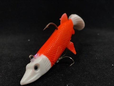 Mutlu Turna Silikonu 10cm 15gr Kırmızı Gövde Beyaz Kuyruk