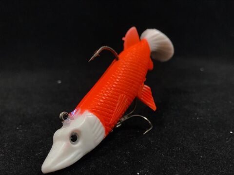 Mutlu Turna Silikonu 10cm 15gr Kırmızı Gövde Beyaz Kuyruk