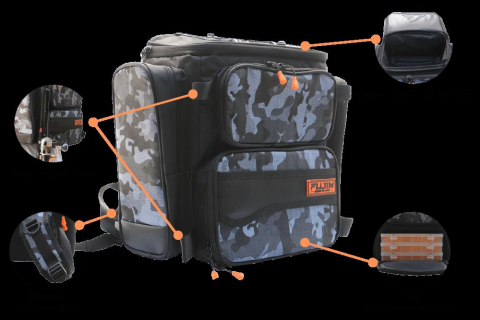 Fujin Black Camo Back Pack - Balıkçı Sırt Çantası