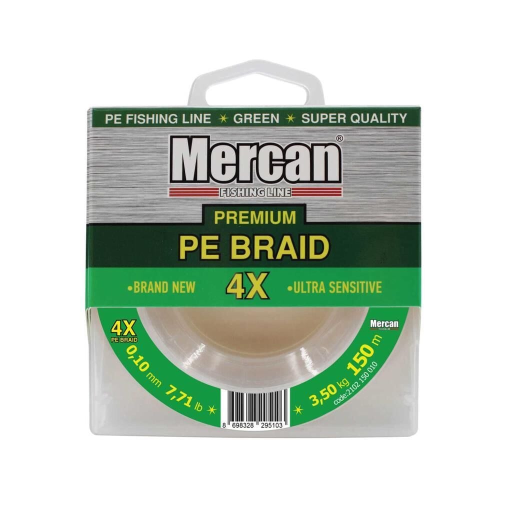 Mercan Premium PE 4X Örgü İp 150 m Yeşil Makara Misina