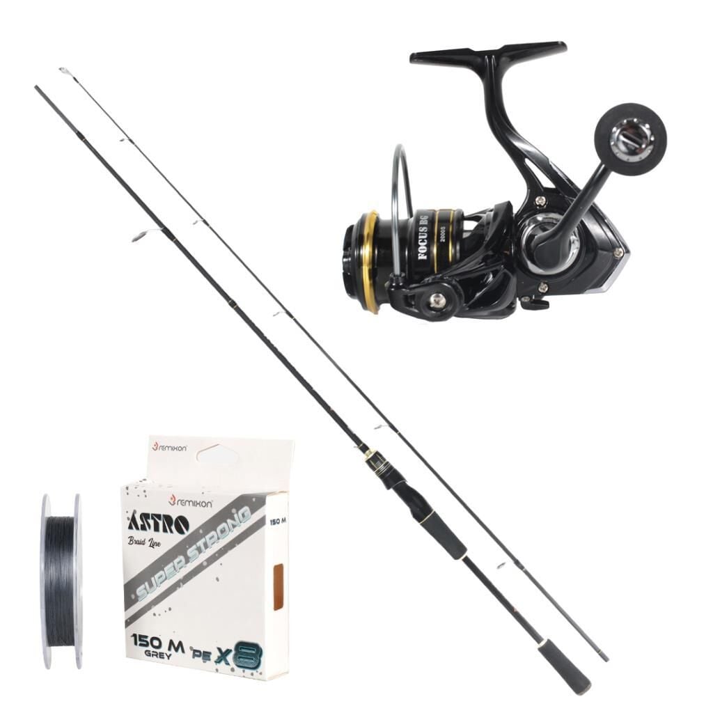 Remixon Focus BG 2.30cm  3-25gr  Kamış + BG2000S 5+1 Bilya Makina Lıght Spin Set