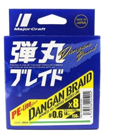 Major Craft Dangan Braid 8X İp Misina PE 0.8 0.10mm 16lb/6.9kg 150mt Yeşil