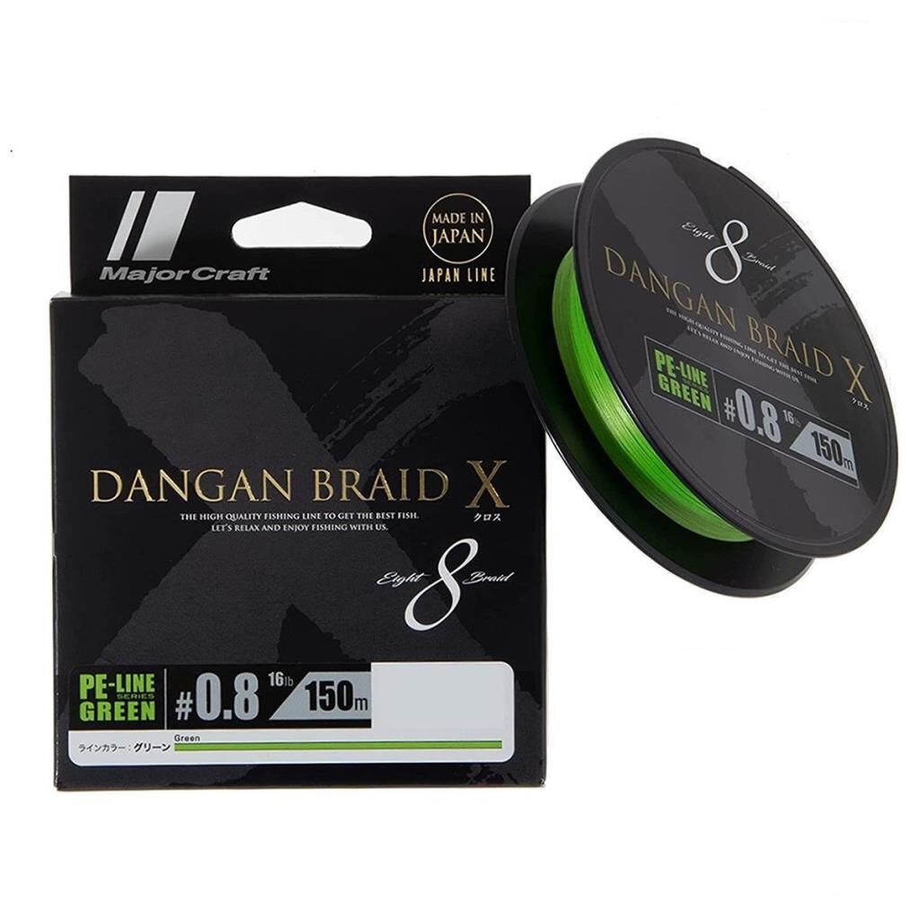 Major Craft Dangan Braid X 8X İp Misina PE 0.8 0.10mm 16lb/7.26kg 150mt Yeşil İp Misina