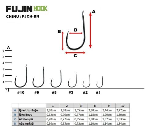 Fujin Chinu FJCH-BN Düz Olta İğnesi