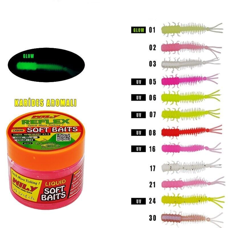Wily Reflex Karides Aromalı Sıvılı LRF Silikon Yem(20 Pcs)