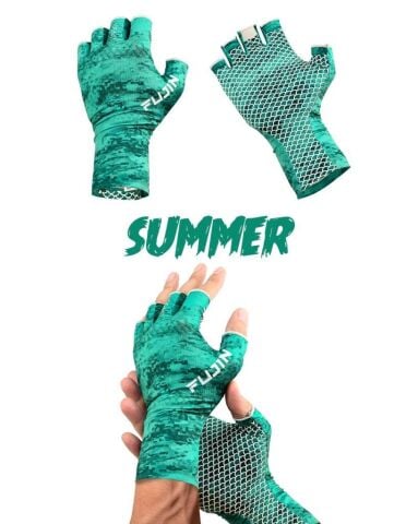 Fujin Pro Angler Summer Gloves Green ( M/ L)