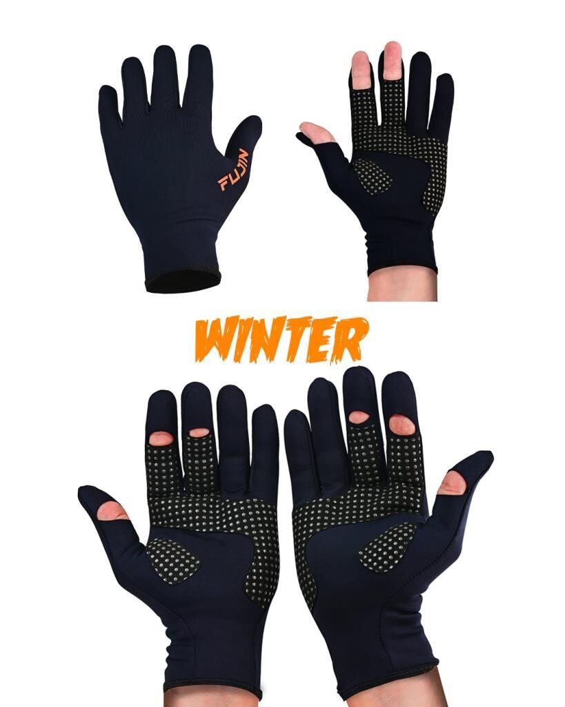 Fujin Pro Angler Winter Gloves Black (L/XL )