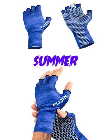 Fujin Pro Angler Summer Gloves Blue (M/L)