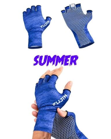 Fujin Pro Angler Summer Gloves Blue (L/XL)