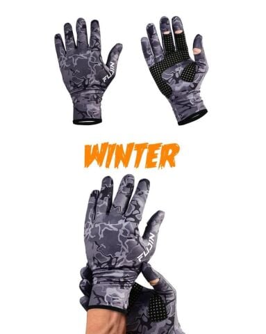 Fujin Pro Angler Winter Gloves Black Camo (M/L)