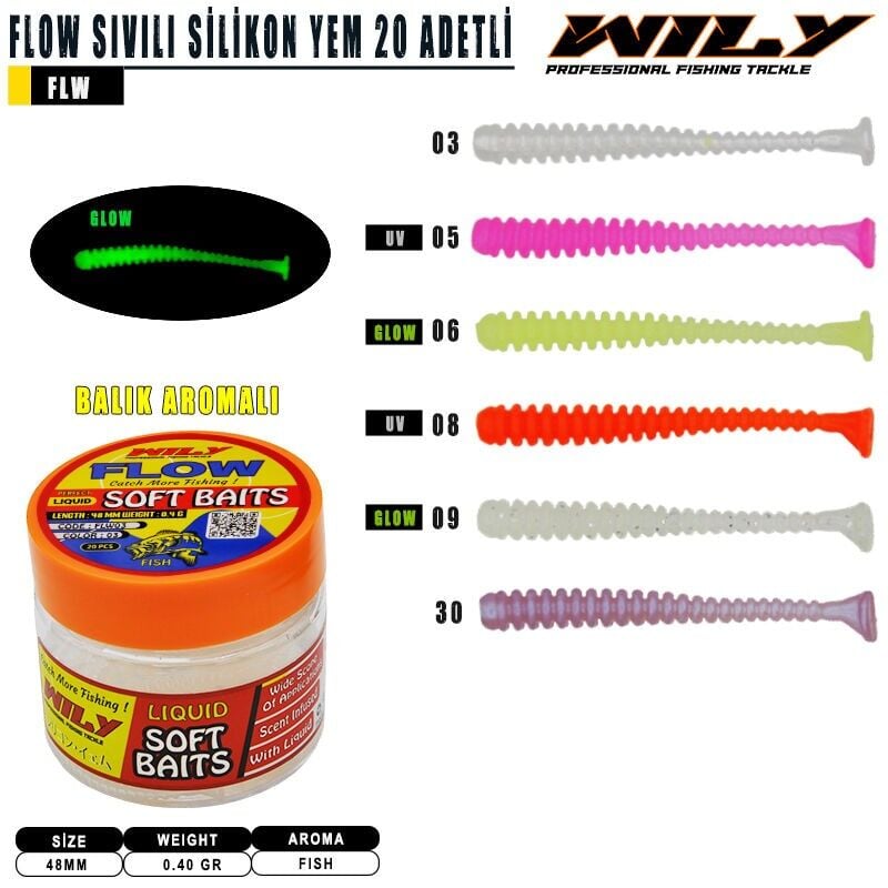 Wily Flow Sıvılı  48 mm (20 Pcs) Silikon Yem