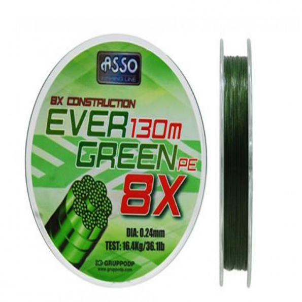 Asso Evergreen 8kat 130m 0.20mm İp Misina