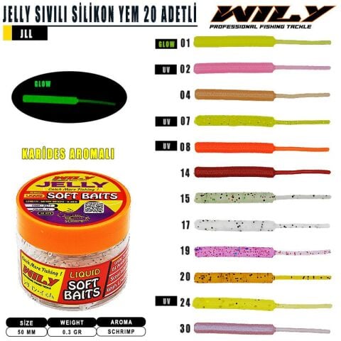 Wily Jelly Sıvılı  50 mm (20 Pcs)  Lrf Silikon Yem