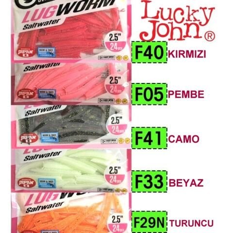 Lucky John Lugworm 6.5cm 24pc LRF Silikonu