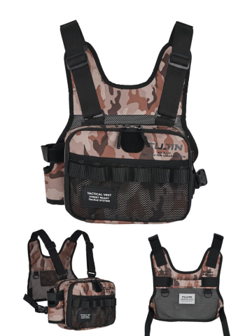 Fujin Tactical Vest Brown Camo Balıkçı Çantası